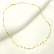 14K Solid Gold Flat Figaro Chain